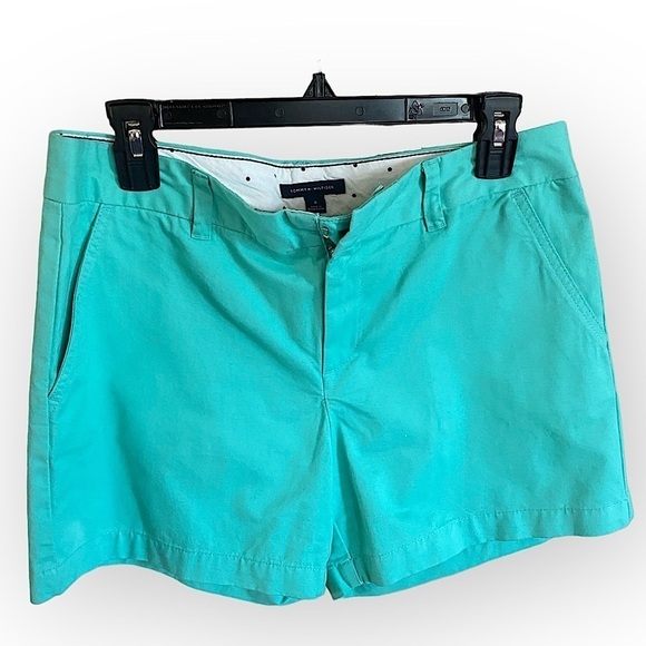 TOMMY HILFIGER Women’s Chino Shorts High Waist US 8 Turquoise Cotton Like New - Picture 1 of 7